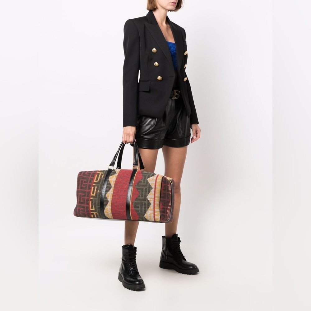 Balmain Voyage Monogram Tapestry Luggage Bag